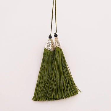 Olive Green Tassels Artificial Silk Tassel with Cone Cap, Earring Tassel, Bridal Tassels